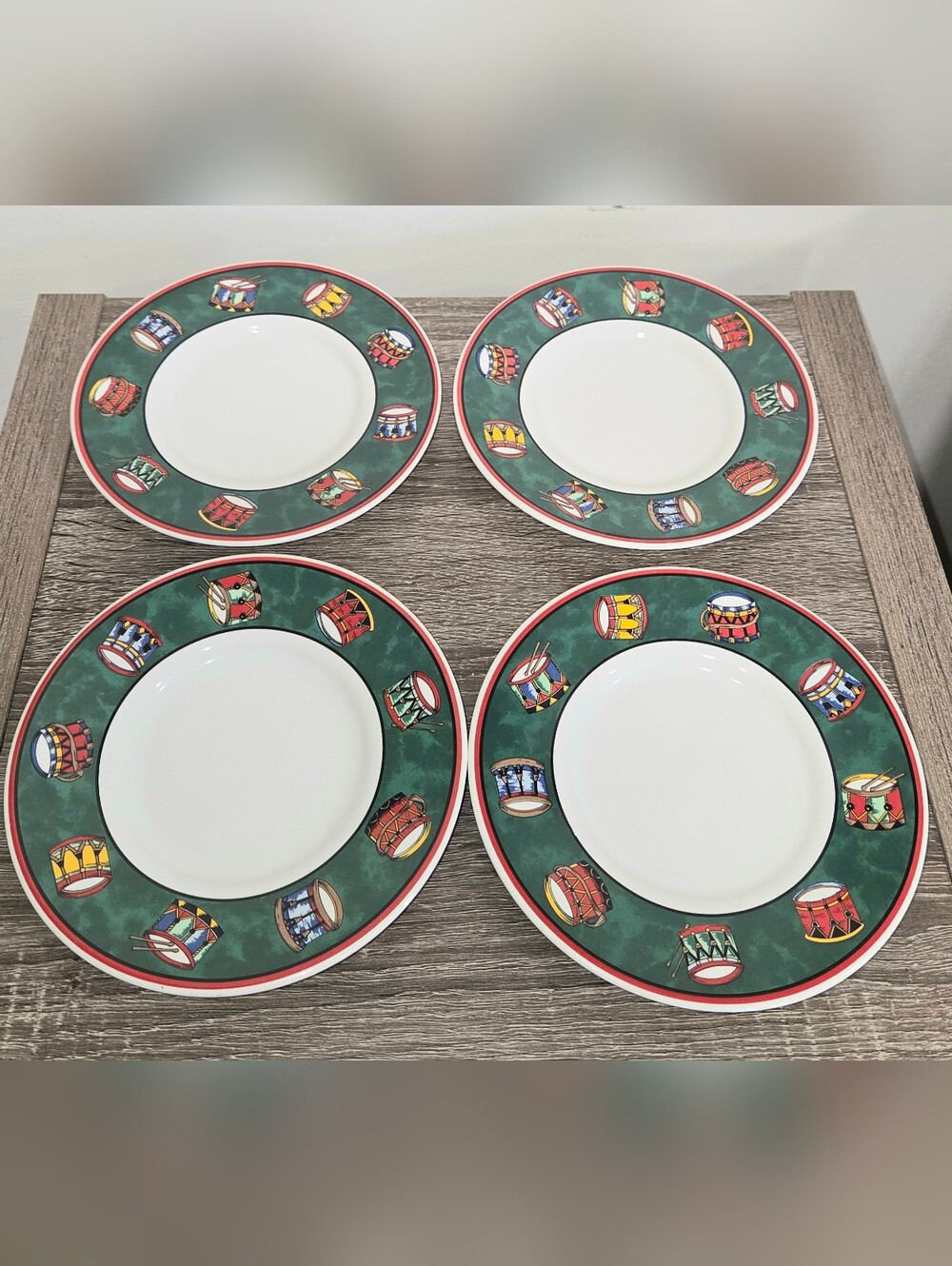 Set of 4 International Tableworks Bob Timberlake Holiday Spirit 6.5" Saucers.